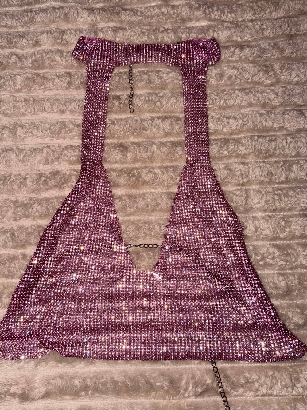 Sparkling Pink Rhinestone Halter Top